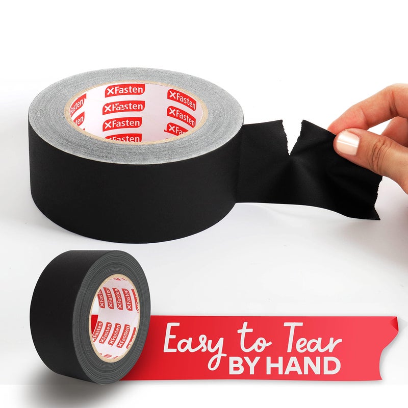 XFasten Black Gaffers Tape 2 Inch x 60 Yards (180 Feet) Residue-Free Matte Black Gaff Tape 2 Inch, Non-Reflective, Easy-to-Tear, Strong Adhesion for Floor Marking, Electrical Cords, Photography - Image 4